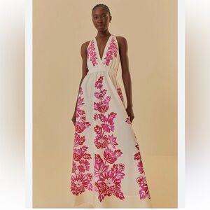 Farm Rio Flowerful Birds Plunge Cotton Sundress